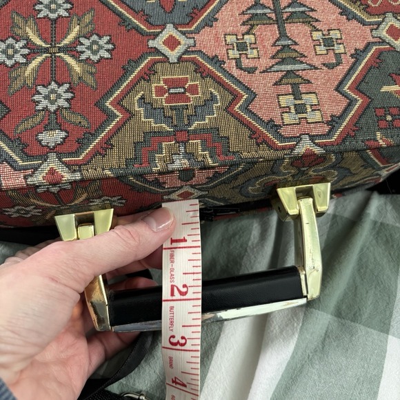 Vintage 80s 90s Y2K Needlepoint Tapestry Purse Handbag Structured Travel Case - Picture 15 of 15